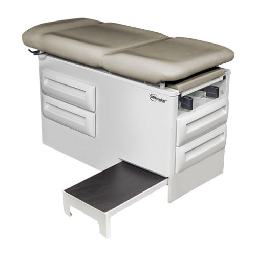 UMF Medical 5240-145 Manual Exam Table with Four Storage Drawers and Side Step UMF 5240-145B | QuinceMedical.com