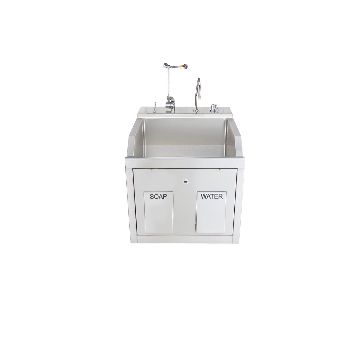 Blickman 9881SSWED Lodi Single Station Surgical Scrub Sink, Wall Mounted, with Eyewash & Digital Timer | QuinceMedical.com