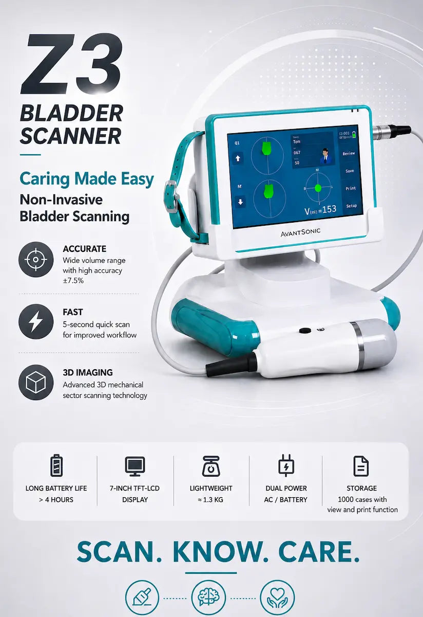 AvantSonic Z3 Portable Bladder Scanner – ±7.5% Measurement Accuracy for Clinical Use