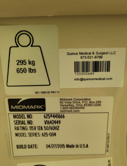 Midmark Ritter 625 Serial Number